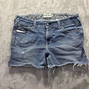 Ariat REAL Denim Shorts Womens 34R Blue Cutoff Frayed Hem Distressed Western